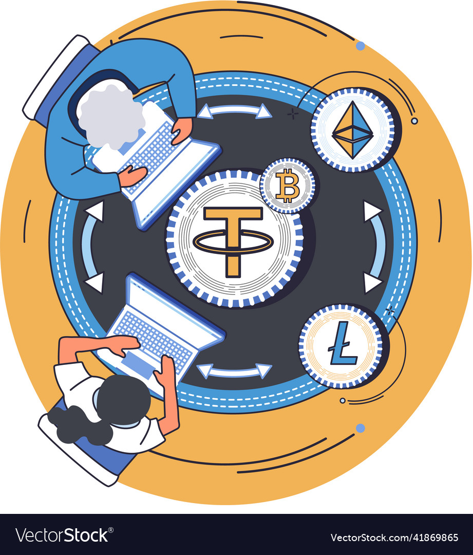 Cryptocurrency exchange platform and blockchain Vector Image Cryptocurrency exchange platform and blockchain