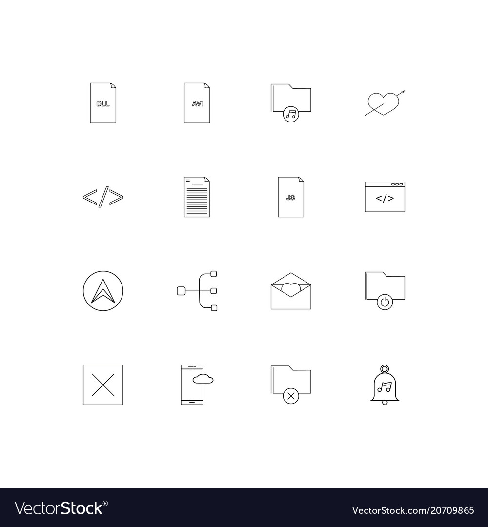 Files and folders sign simple linear icons set