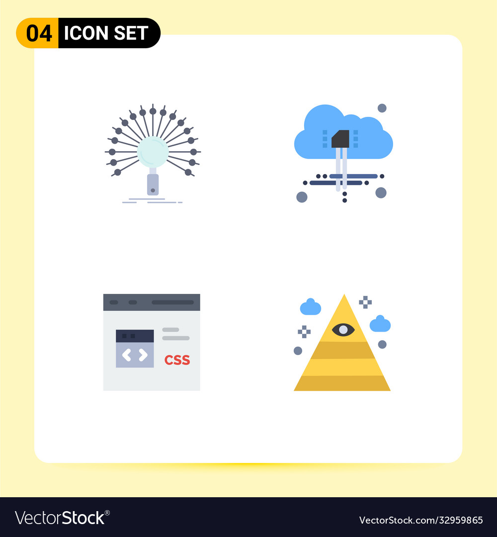 Group 4 modern flat icons set for data coding