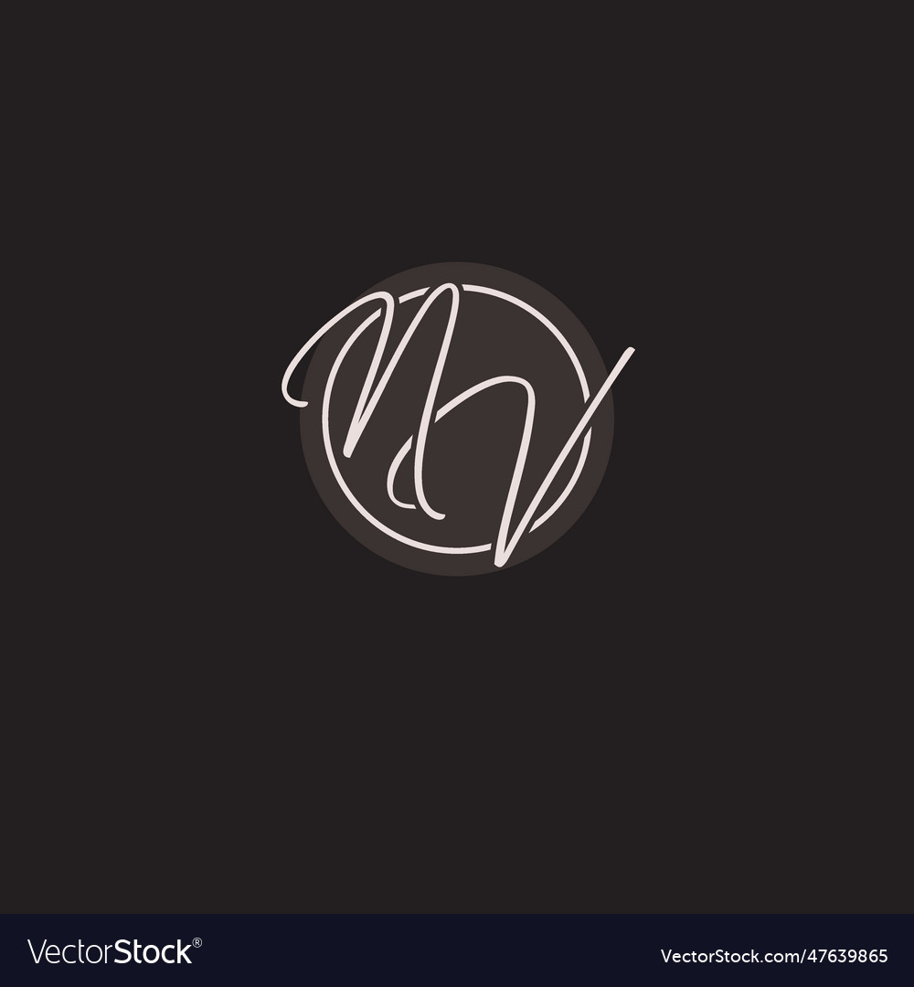 Initials nv logo monogram with simple circle line