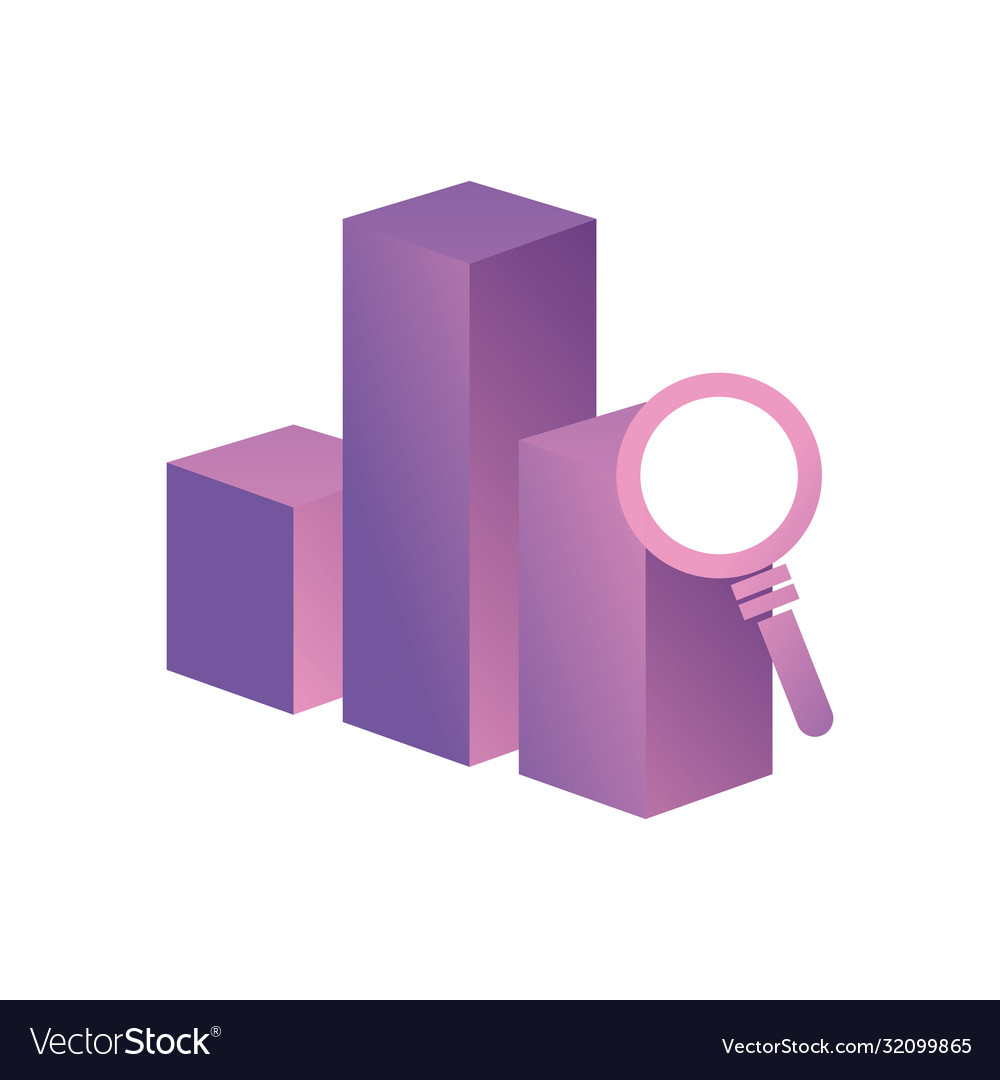 Lupe with bars chart gradient style icon
