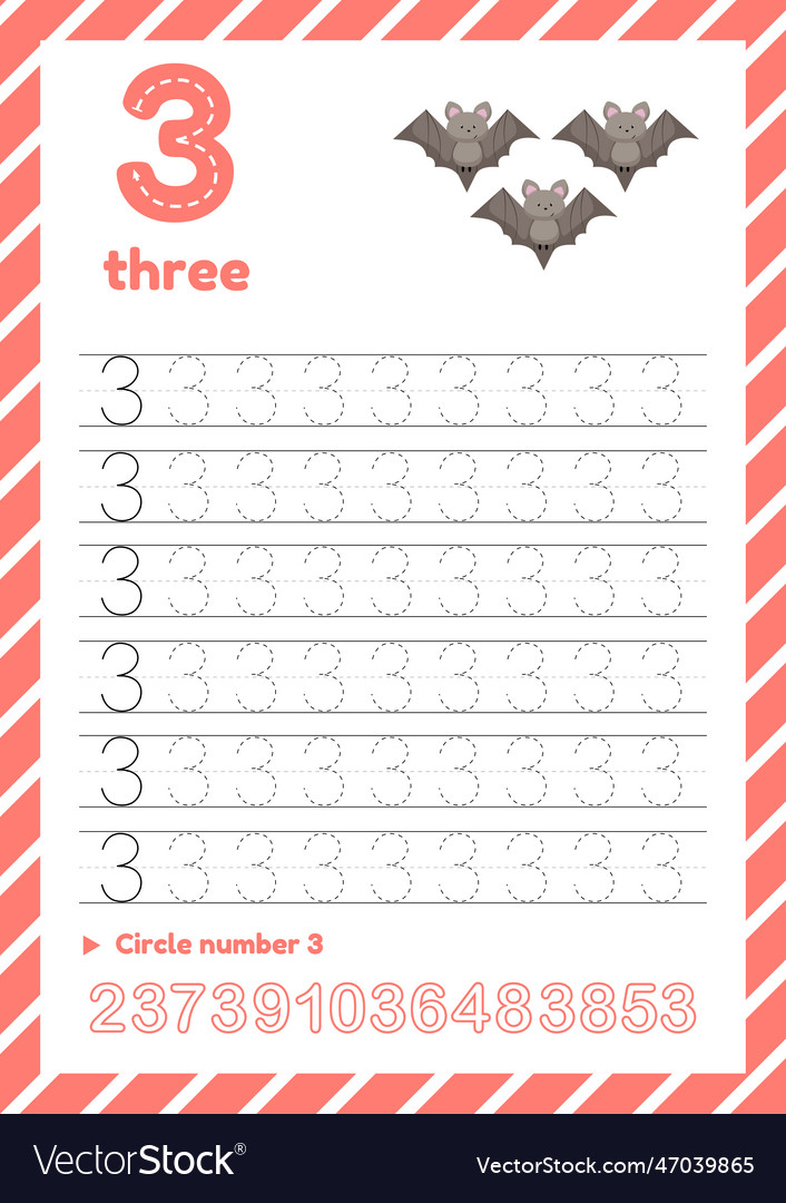 Number Tracing Worksheet - Learn to Write 3