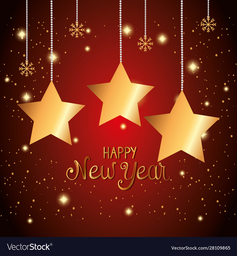 Poster happy new year with stars Royalty Free Vector Image