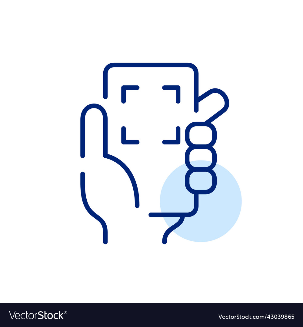 Scanning a qr code frame on smartphone pixel vector image Scanning a qr code frame on smartphone pixel