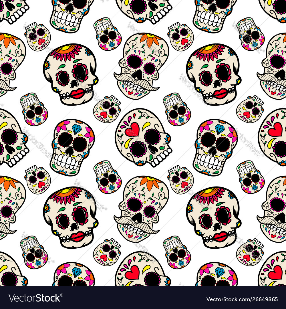 Neceser Ma Halloween Seamless Pattern Mexican Sugar Skull Neceser Ma Halloween Seamless Pattern Mexican Sugar Skull