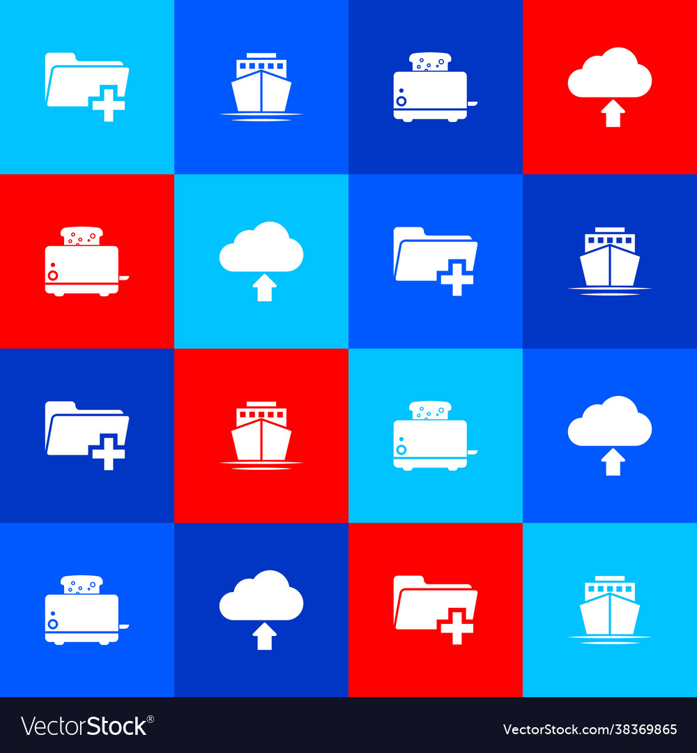 Set add new folder ship toaster with toasts vector image Set add new folder ship toaster with toasts