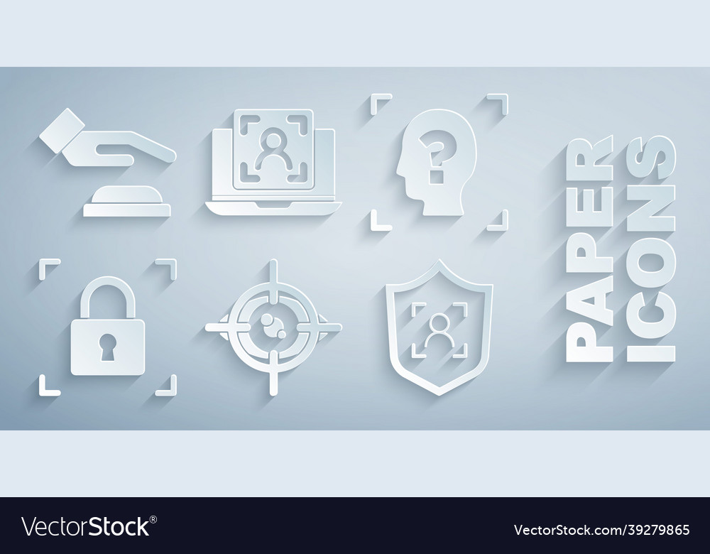 Set eye scan face recognition fingerprint vector image Set eye scan face recognition fingerprint