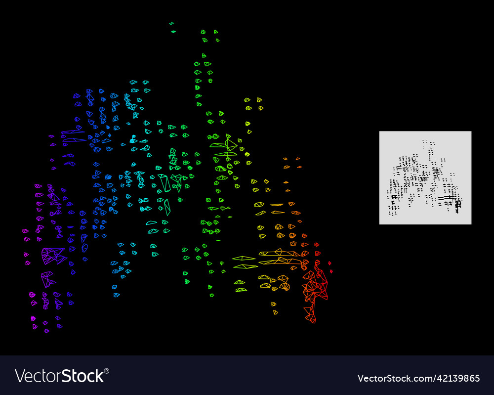 Spectrum gradient polygonal net sand swarm icon vector image Spectrum gradient polygonal net sand swarm icon
