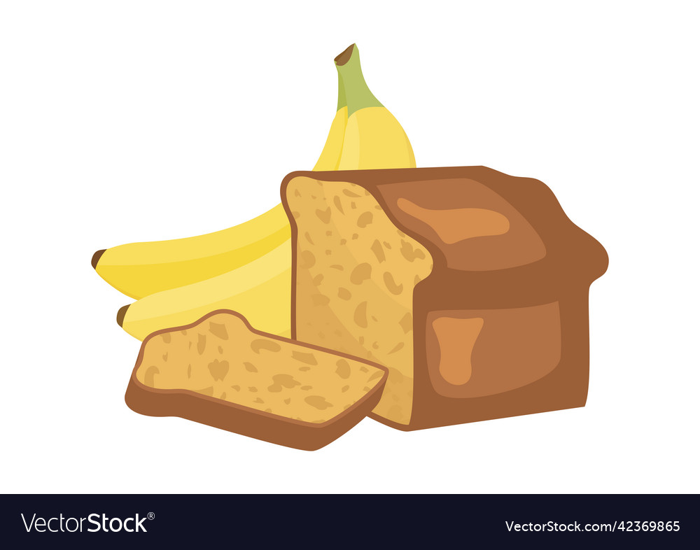 Süßes Bananenbrot mit Banane vector image Süßes Bananenbrot mit Banane