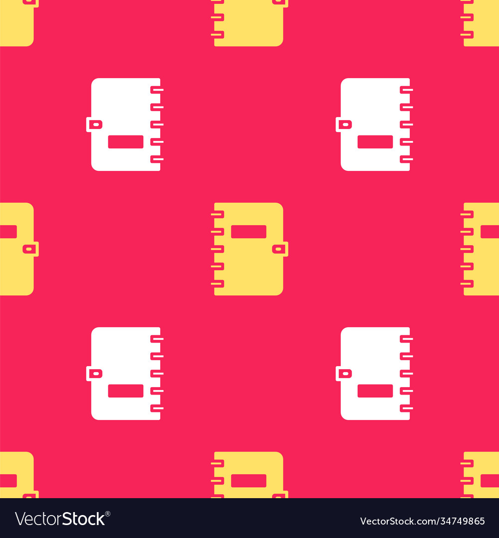 Yellow notebook icon isolated seamless pattern vector image Yellow notebook icon isolated seamless pattern