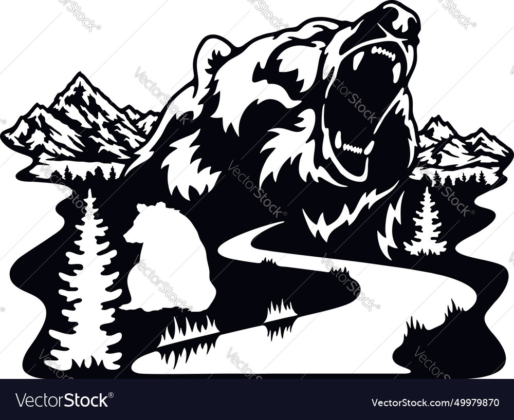 Bear grizzly - wildlife stencils