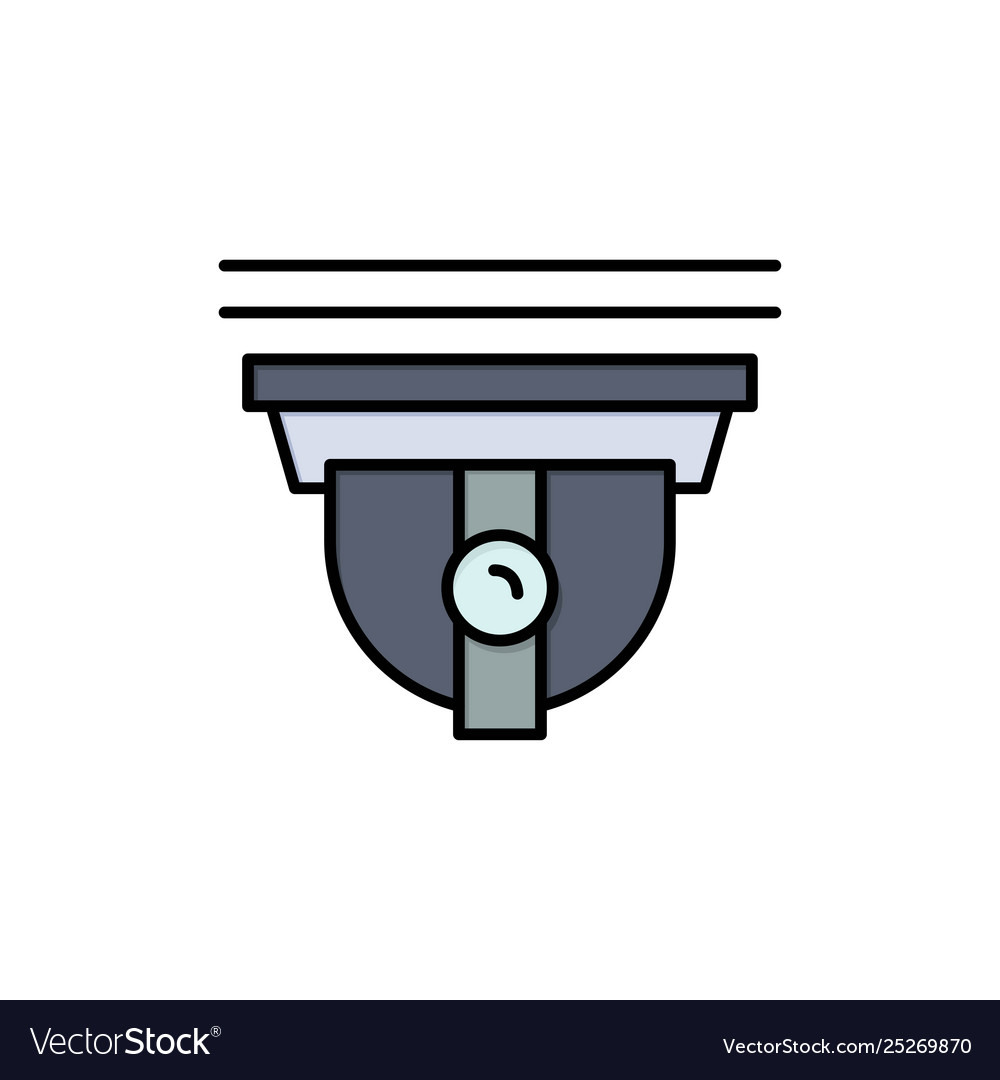 Camera security secure cam flat color icon vector image Camera security secure cam flat color icon
