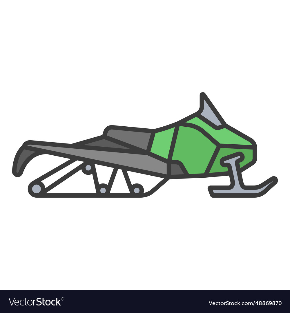 Green flat stroke snowmobile