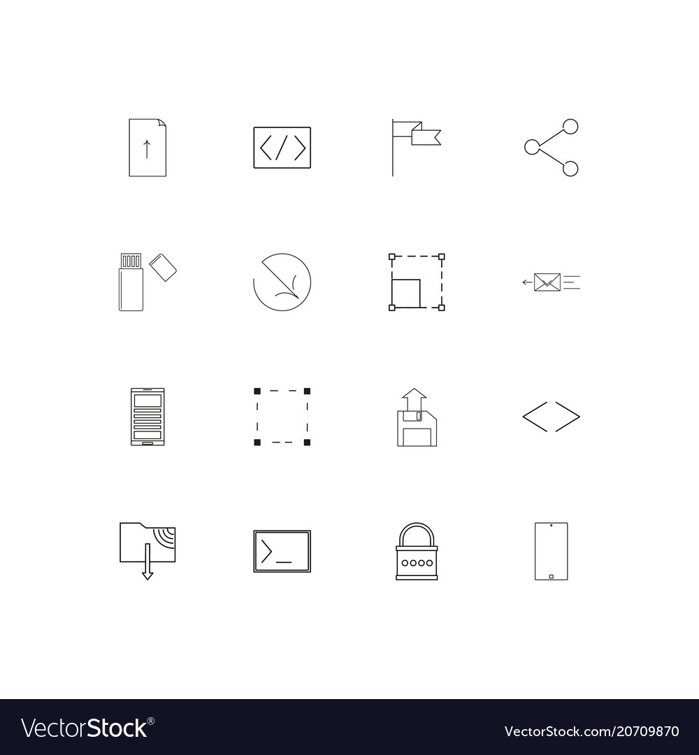 Internet technologies simple linear icons set