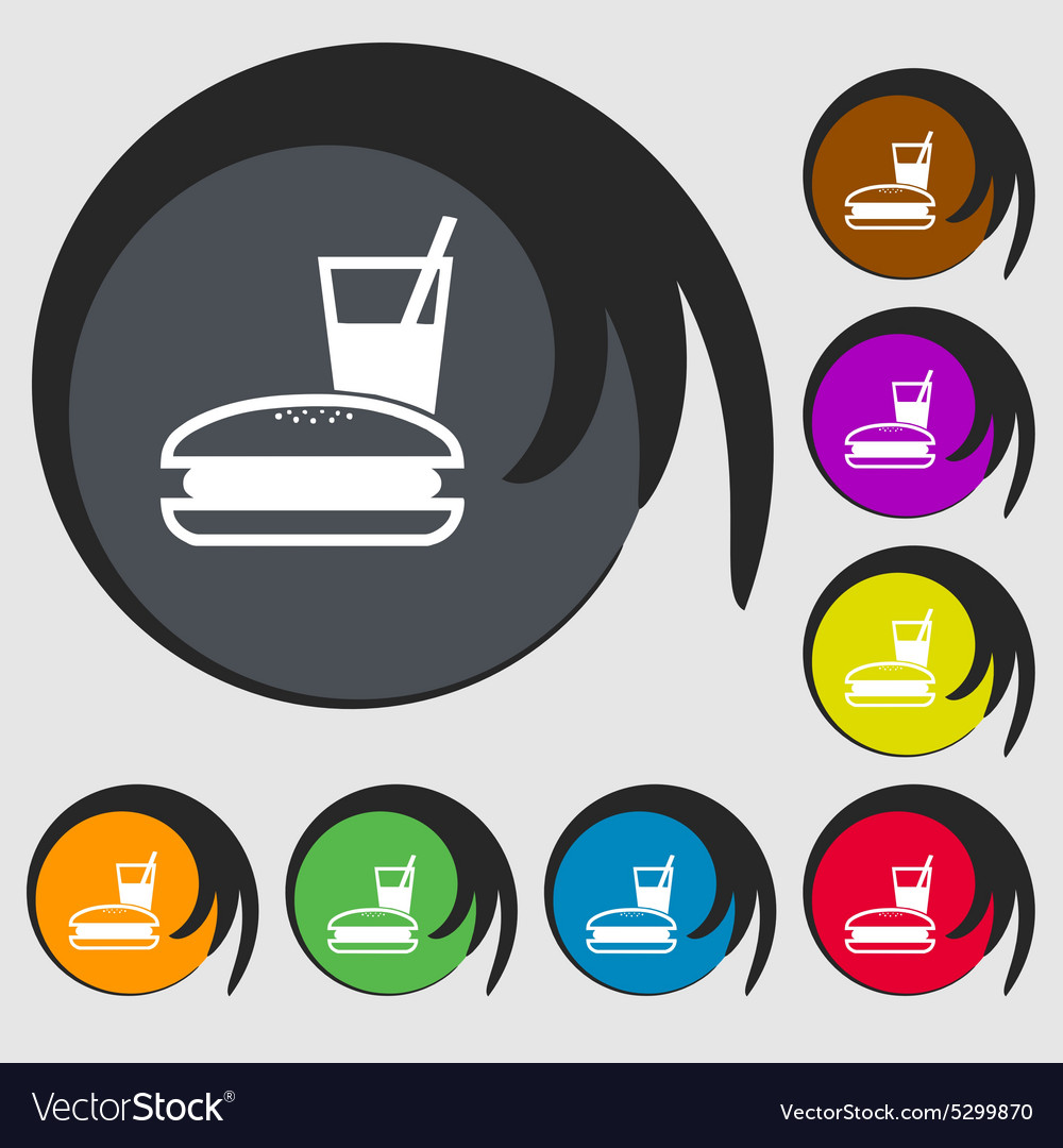 Lunch box icon sign symbol on eight colored Vector Image