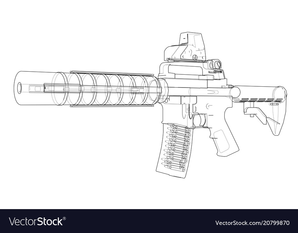 how to draw machine guns