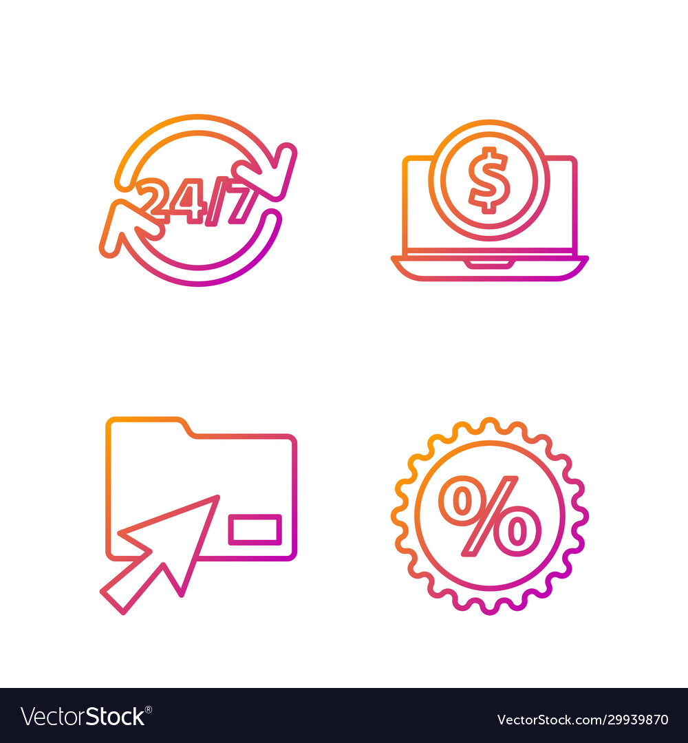 Set line discount percent tag cursor click Vector Image Set line discount percent tag cursor click