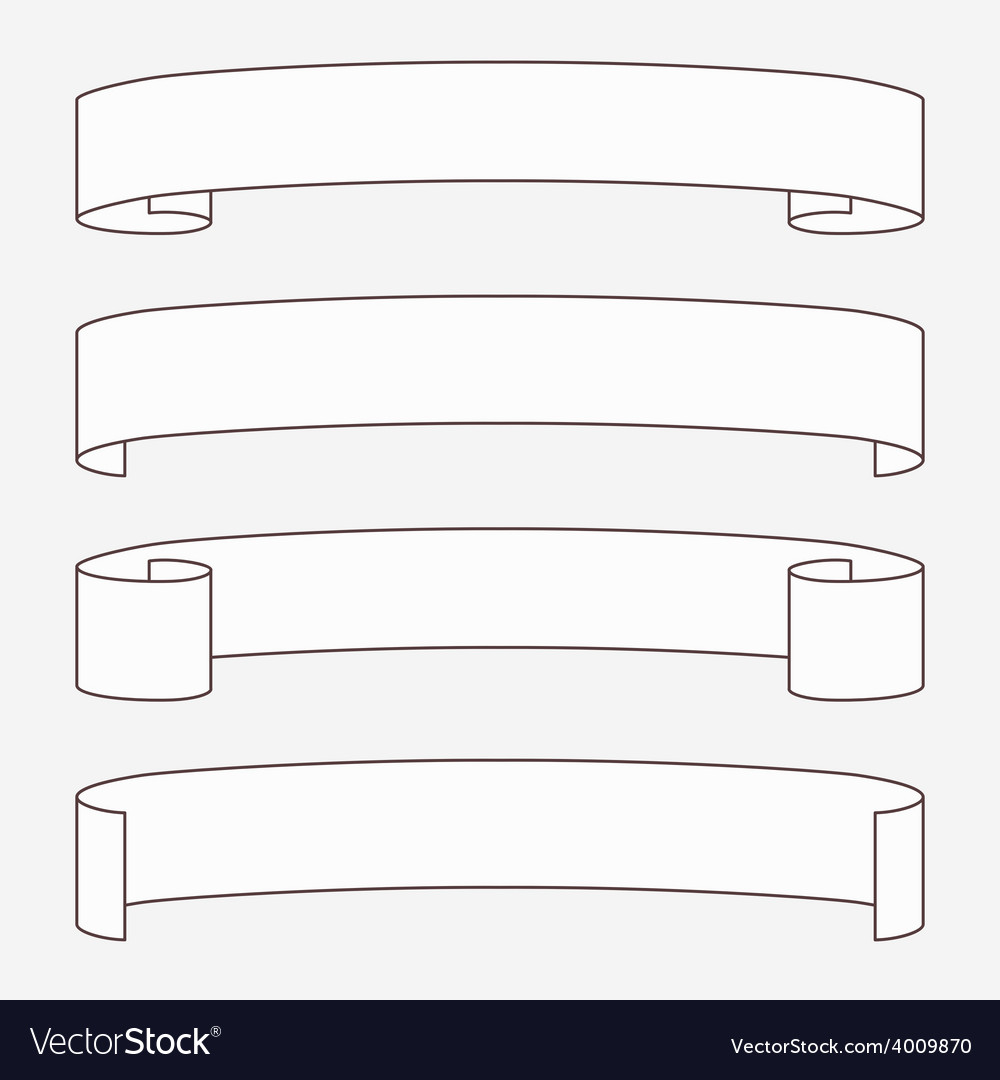 Set of white horizontal scrolls