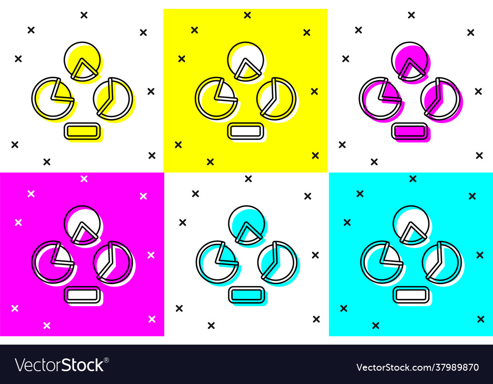 Set pie chart infographic icon isolated on color vector image Set pie chart infographic icon isolated on color