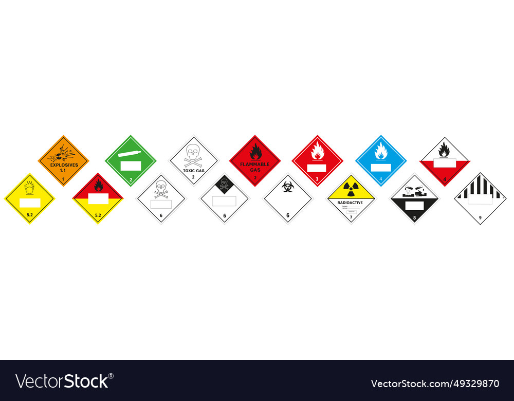 Signs of dangerous goods warning sign hazard Vector Image