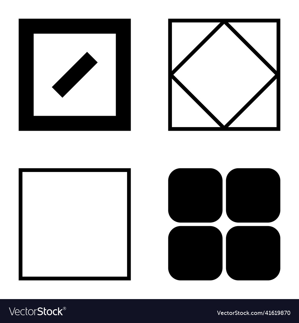 Square flat icon set isolated on white background Vector Image