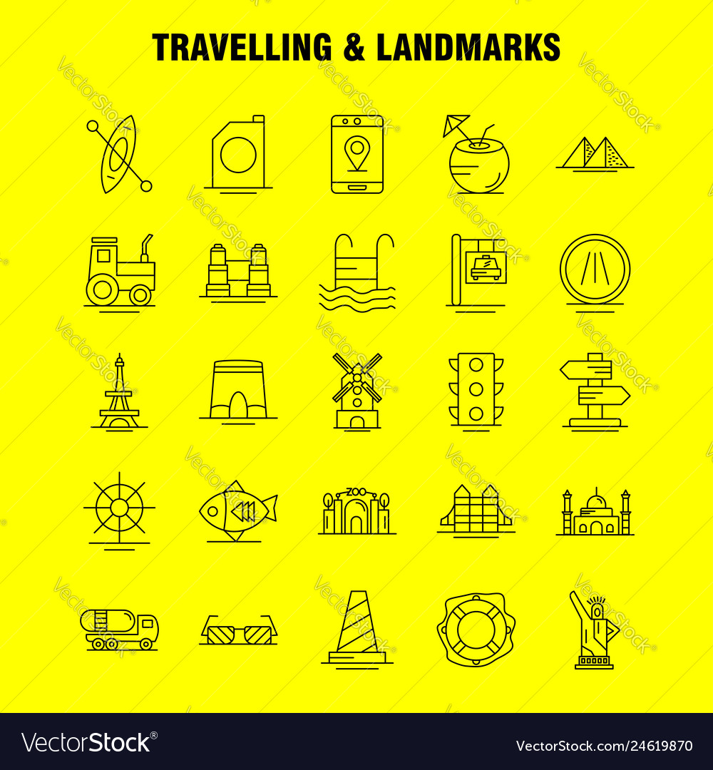 Travelling and landmarks line icon for web print