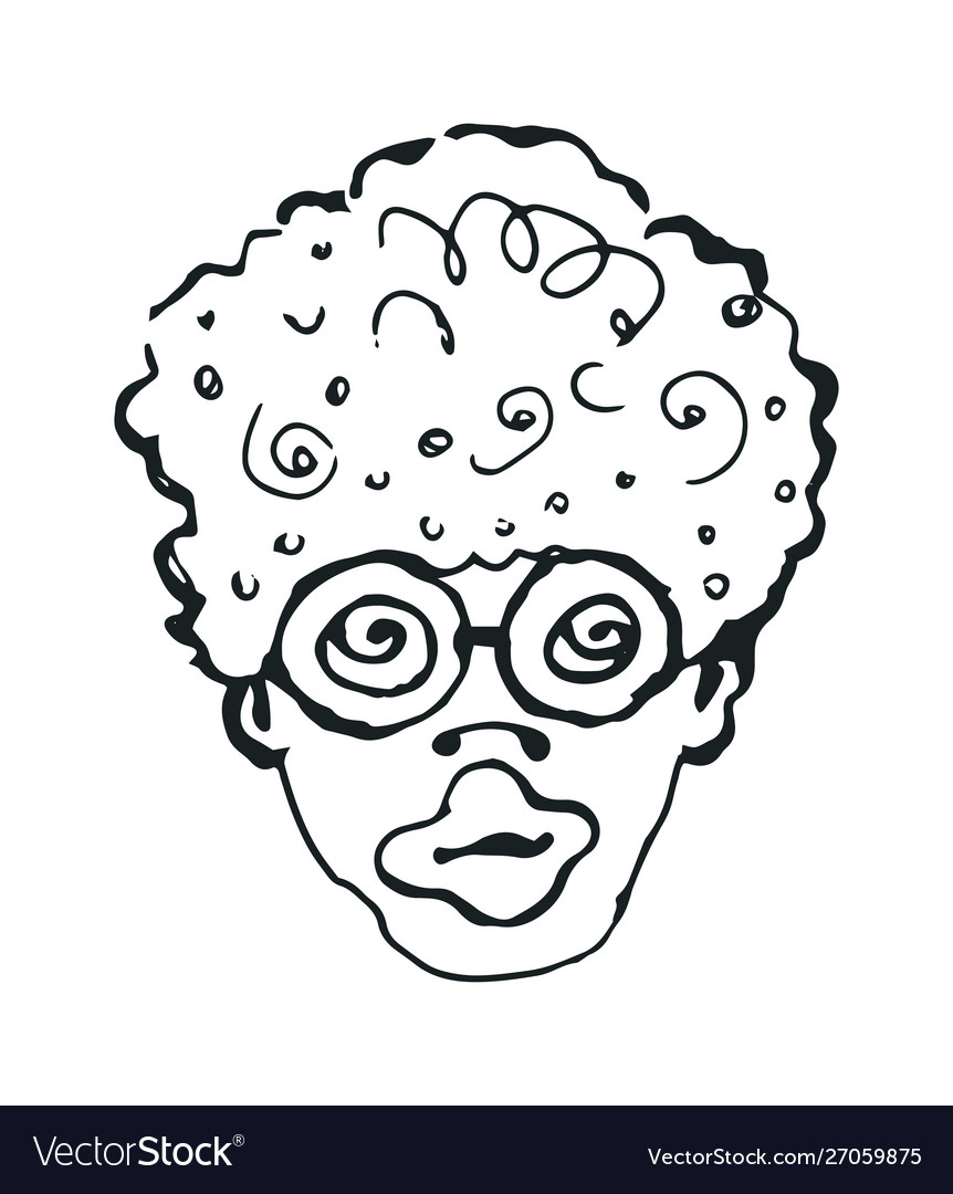 Afro american man in glasses black and white Vector Image