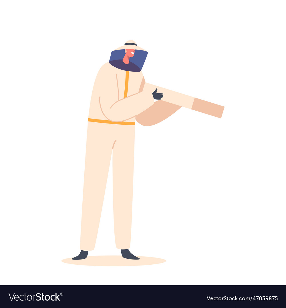 Apiarist character in suit protective hat vector image Apiarist character in suit protective hat
