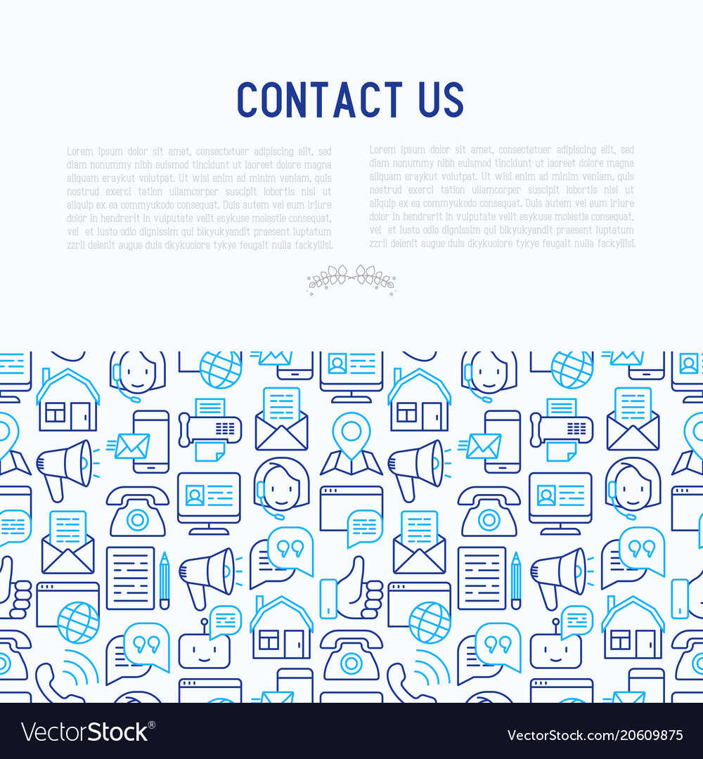 Contact us concept with thin line icons