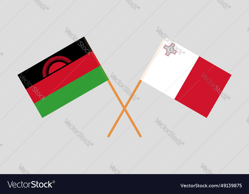 Crossed flags of malta and malawi official colors Vector Image