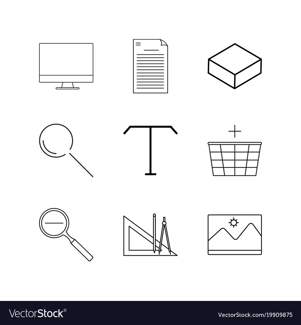 Design elements linear icon set simple outline