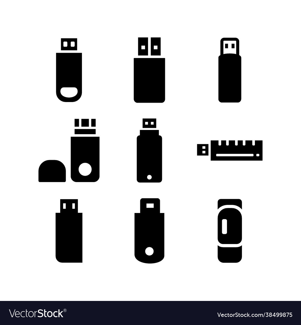 Flash disk icon set vector image Flash disk icon set