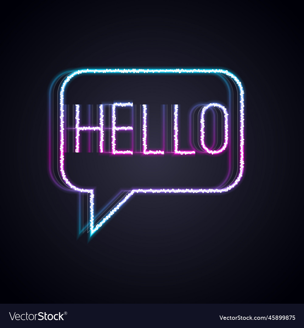Glowing neon line hello in different languages vector image Glowing neon line hello in different languages