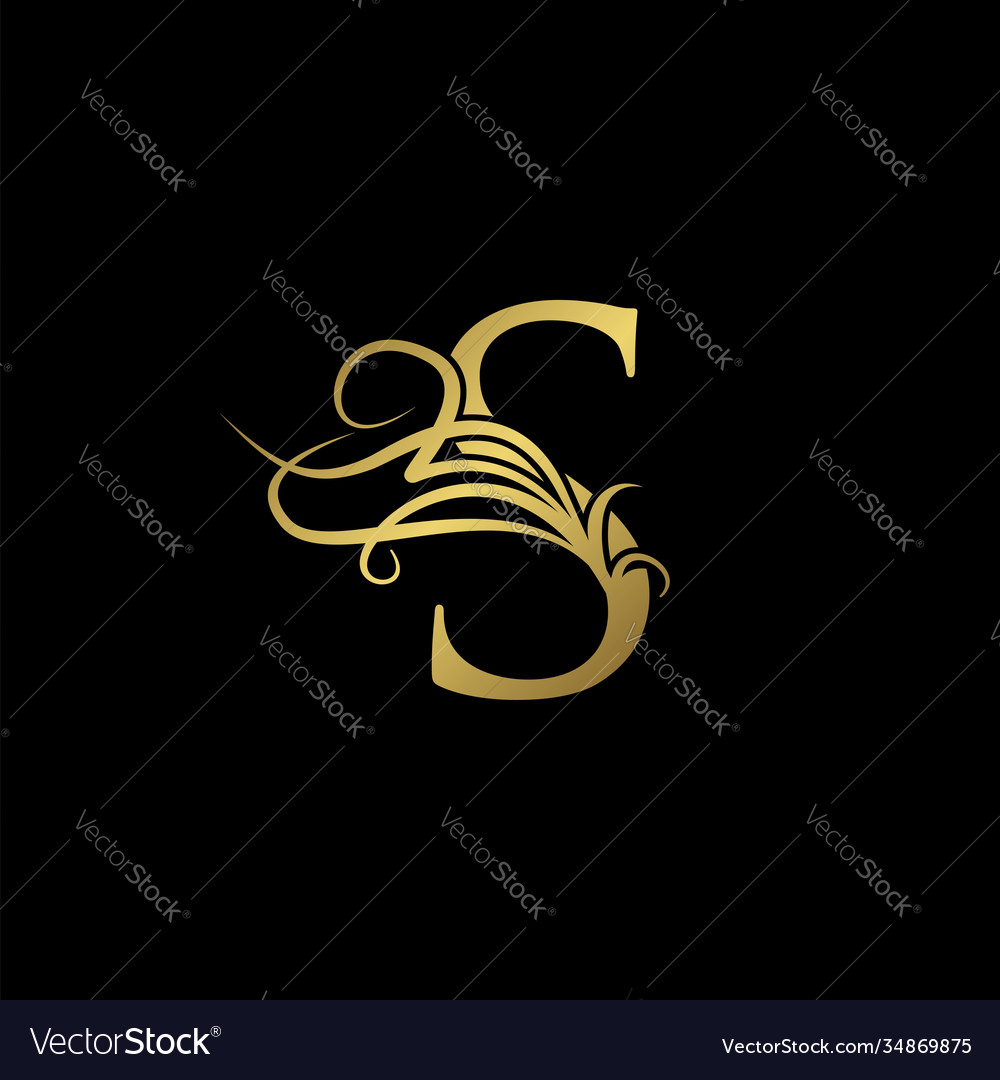 Gold luxury initial s letter logo icon concept Vector Image