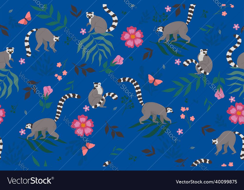 Lemur Floral Pattern