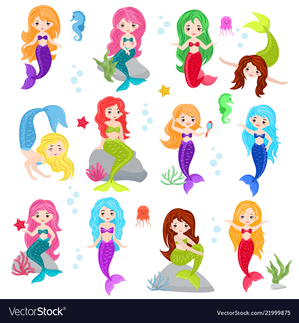Mermaid cartoon seamaid character girl Royalty Free Vector Mermaid cartoon seamaid character girl Royalty Free Vector