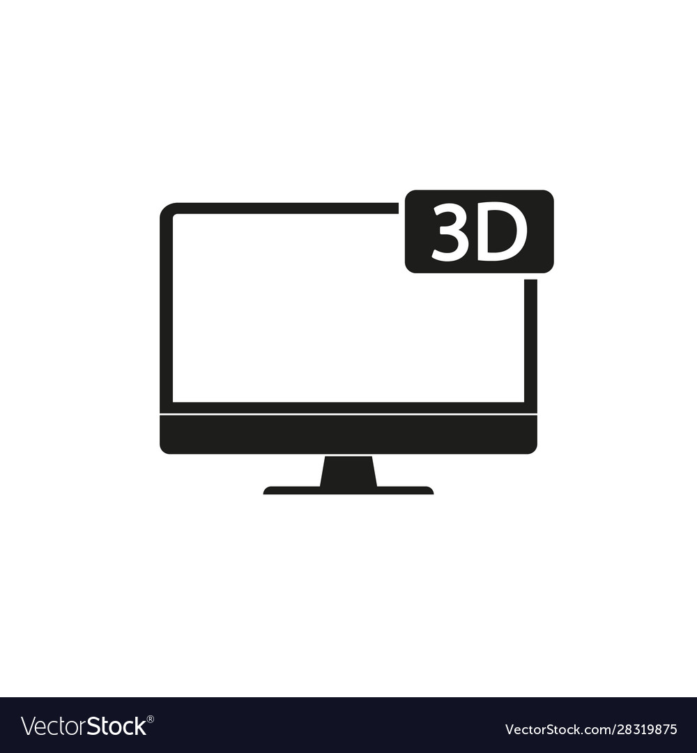 Monitor Pc Icon Computer Screen Flat Style Vector Image