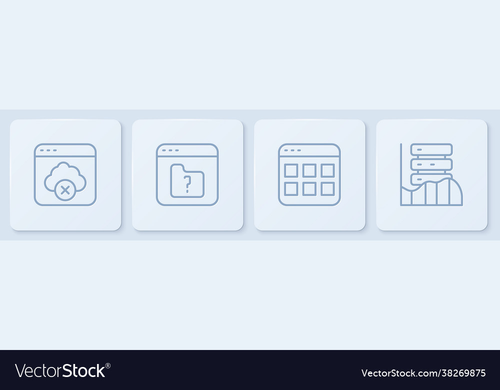 Set line failed access cloud storage browser vector image Set line failed access cloud storage browser