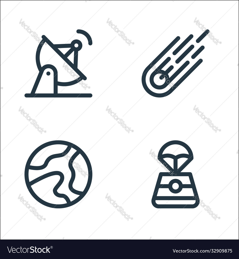 Space line icons linear set quality