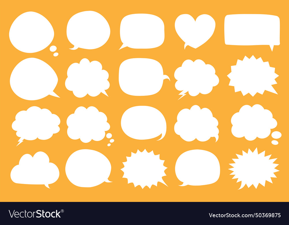 Speech bubble different shape white color Vector Image Speech bubble different shape white color