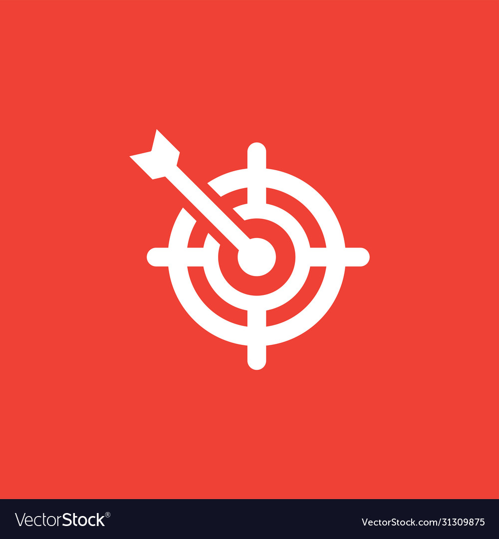 Target icon on red background flat style