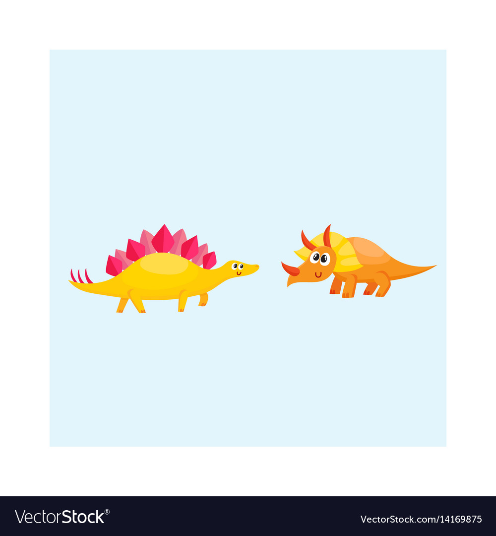 Two cute and funny baby dinosaur characters