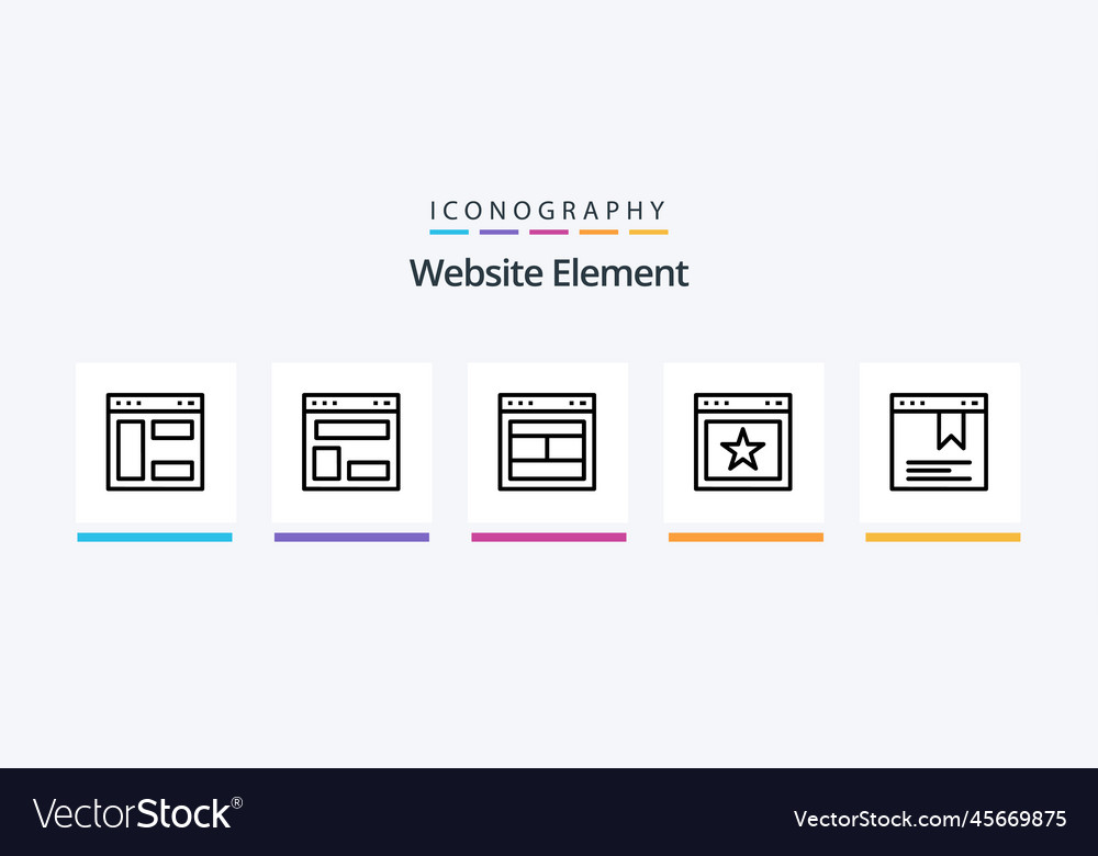 Website element line 5 icon pack including web
