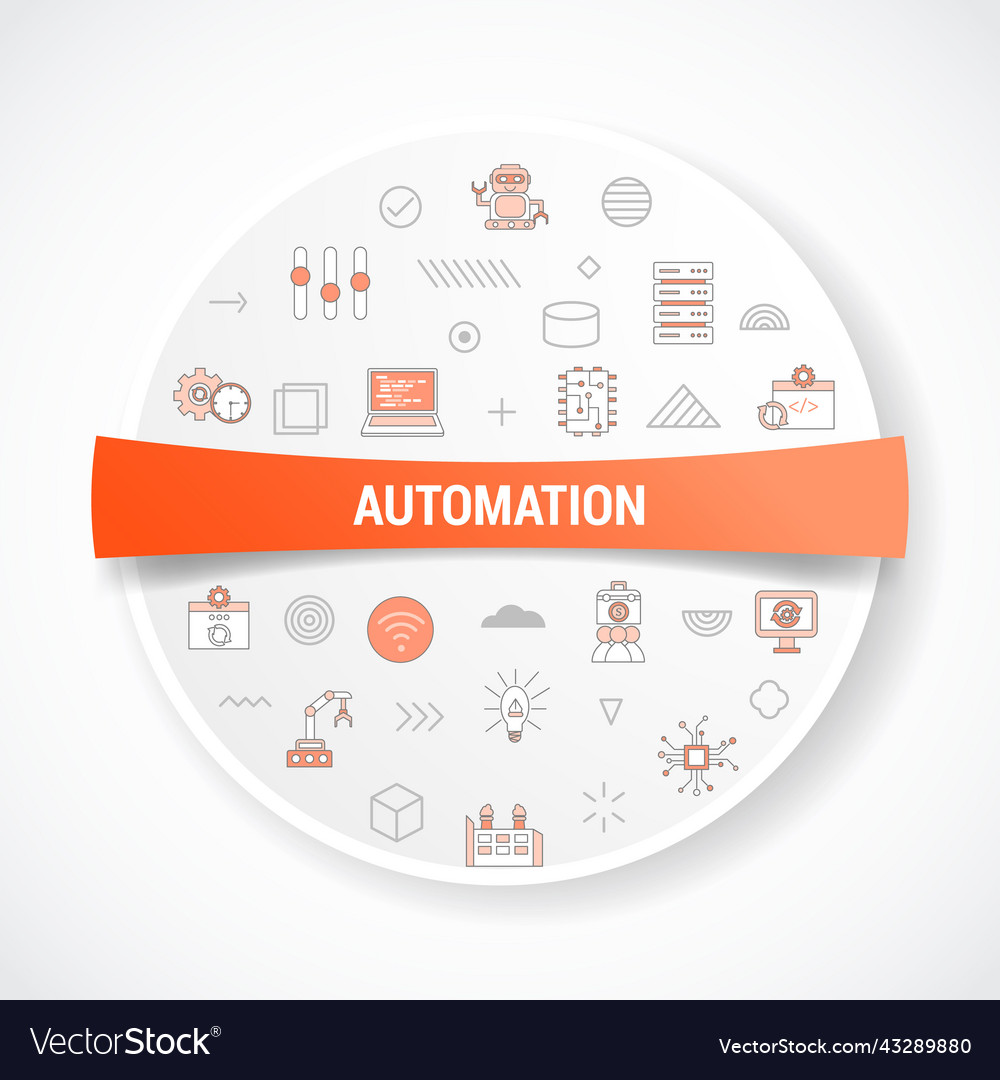 Automation concept with icon round vector image Automation concept with icon round