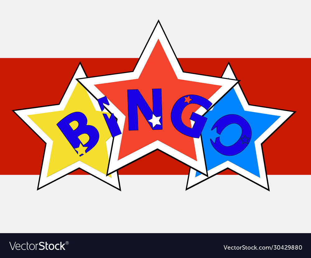 Bingo decorative text on stars over red panel