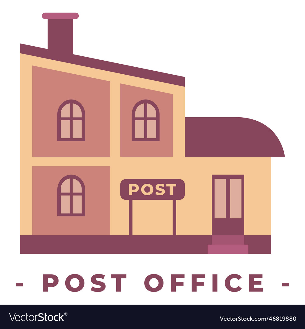 Building post office flat Royalty Free Vector Image