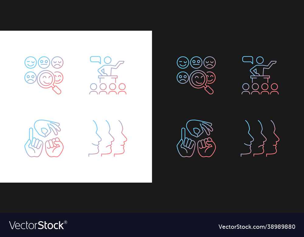 Building relationships with people gradient icons vector image Building relationships with people gradient icons