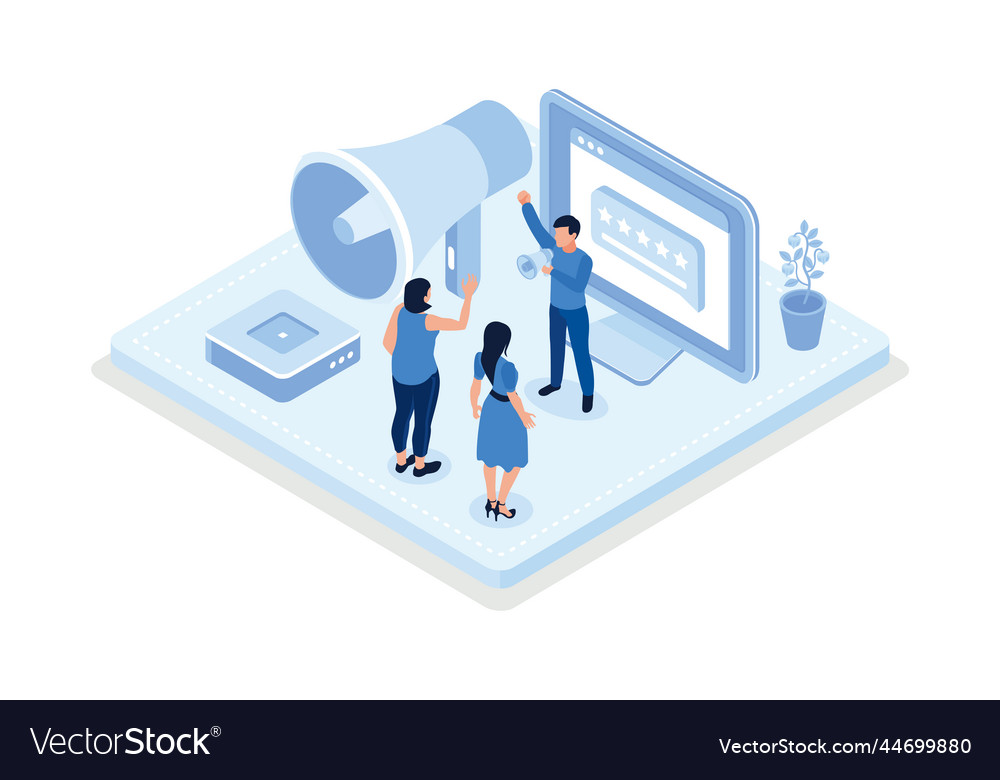 Characters integrating with audience on social Vector Image Characters integrating with audience on social