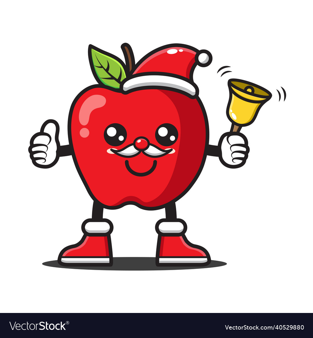 Cute cartoon apple celebrating christmas