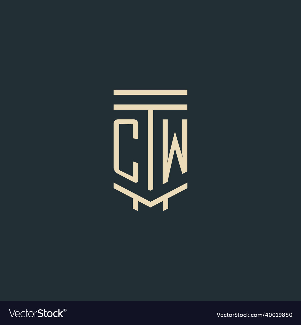 Cw initial monogram with simple line art pillar Vector Image Cw initial monogram with simple line art pillar